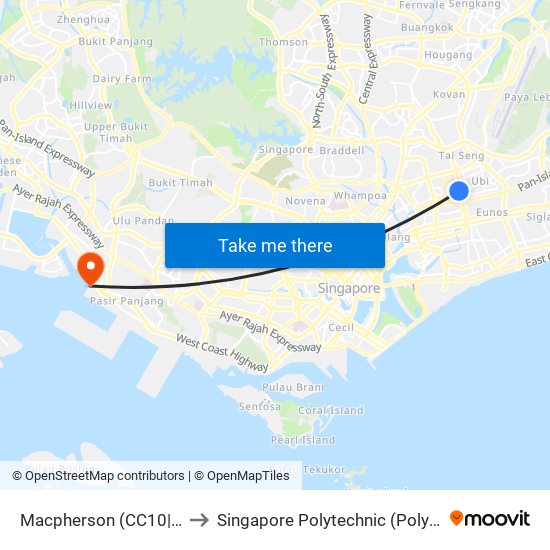 Macpherson (CC10|DT26) to Singapore Polytechnic (Poly Marina) map