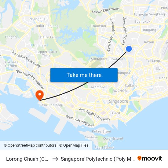 Lorong Chuan (CC14) to Singapore Polytechnic (Poly Marina) map