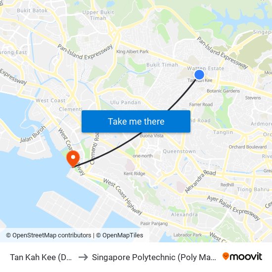 Tan Kah Kee (DT8) to Singapore Polytechnic (Poly Marina) map