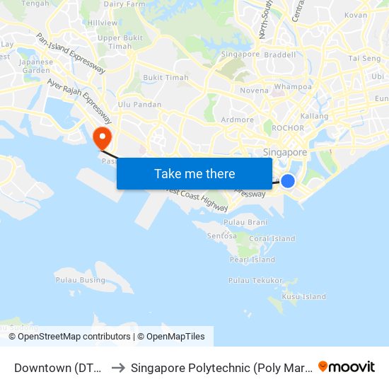 Downtown (DT17) to Singapore Polytechnic (Poly Marina) map
