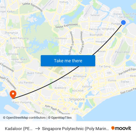 Kadaloor (PE5) to Singapore Polytechnic (Poly Marina) map