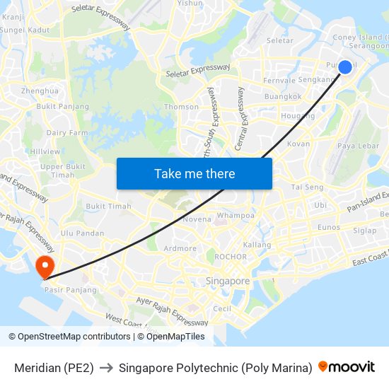 Meridian (PE2) to Singapore Polytechnic (Poly Marina) map