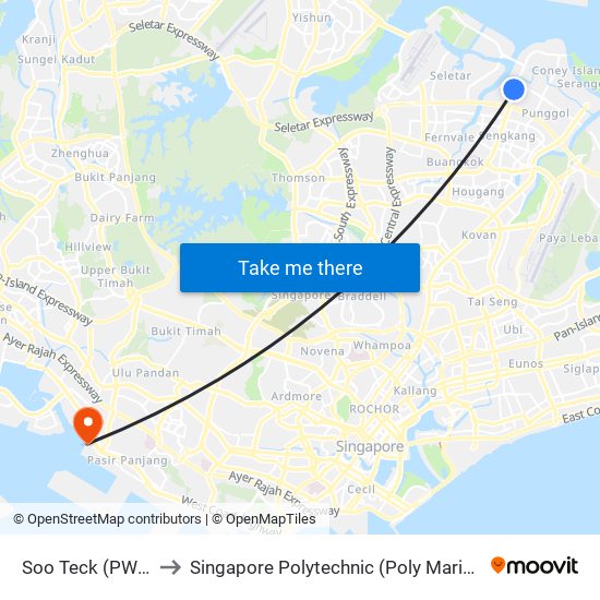 Soo Teck (PW7) to Singapore Polytechnic (Poly Marina) map