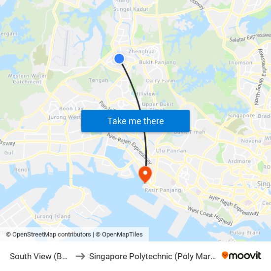 South View (BP2) to Singapore Polytechnic (Poly Marina) map