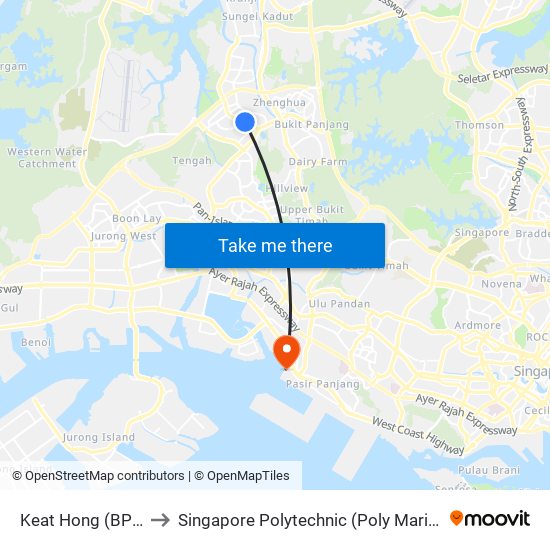 Keat Hong (BP3) to Singapore Polytechnic (Poly Marina) map