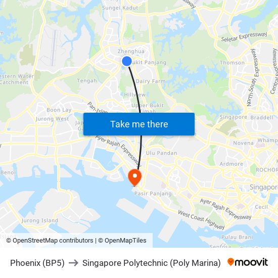 Phoenix (BP5) to Singapore Polytechnic (Poly Marina) map
