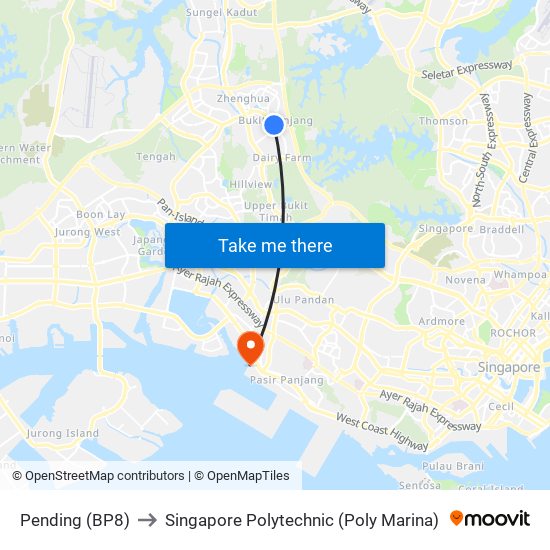 Pending (BP8) to Singapore Polytechnic (Poly Marina) map