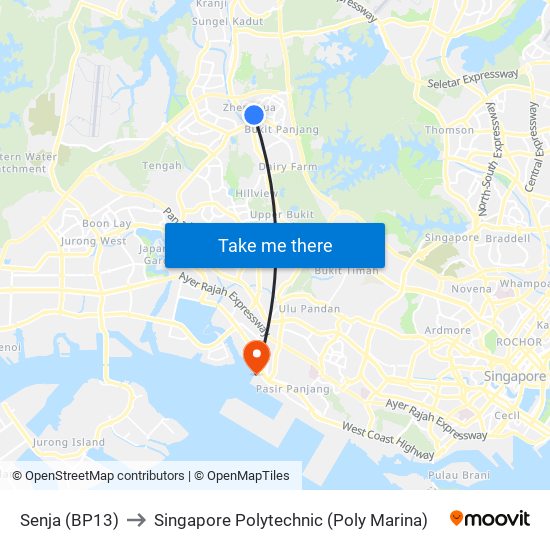 Senja (BP13) to Singapore Polytechnic (Poly Marina) map