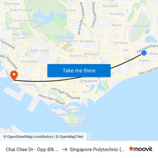 Chai Chee Dr - Opp Blk 55 (84571) to Singapore Polytechnic (Poly Marina) map