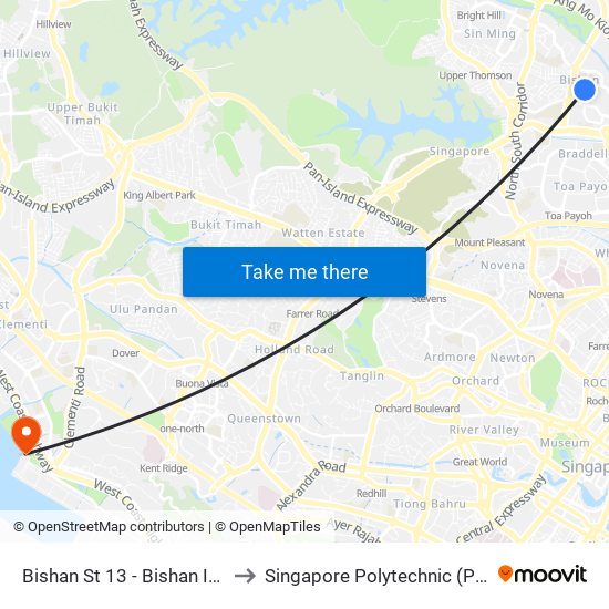 Bishan St 13 - Bishan Int (53009) to Singapore Polytechnic (Poly Marina) map