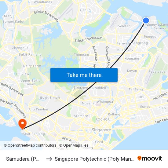 Samudera (PW4) to Singapore Polytechnic (Poly Marina) map