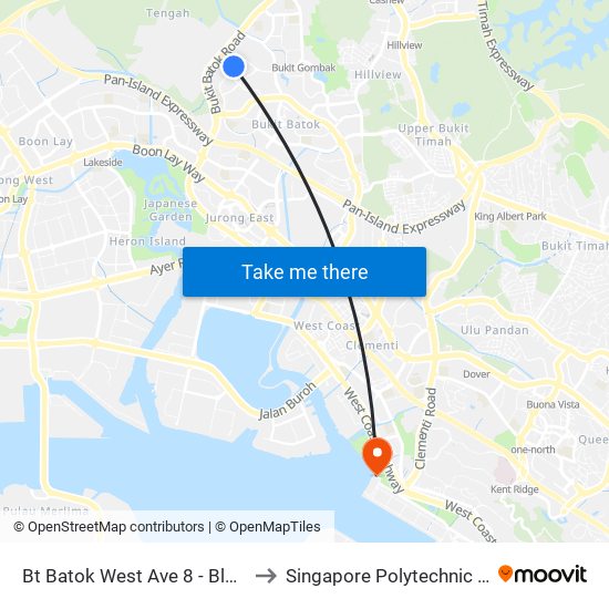 Bt Batok West Ave 8 - Blk 438a (40361) to Singapore Polytechnic (Poly Marina) map