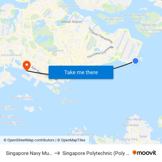 Singapore Navy Museum to Singapore Polytechnic (Poly Marina) map