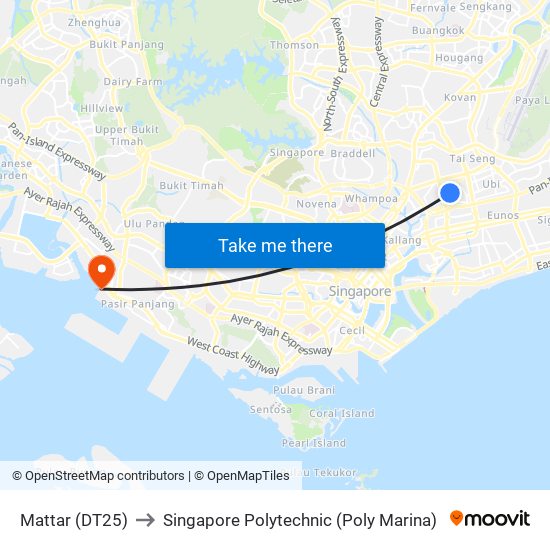 Mattar (DT25) to Singapore Polytechnic (Poly Marina) map