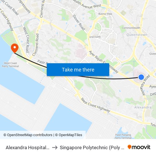 Alexandra Hospital Blk 1 to Singapore Polytechnic (Poly Marina) map
