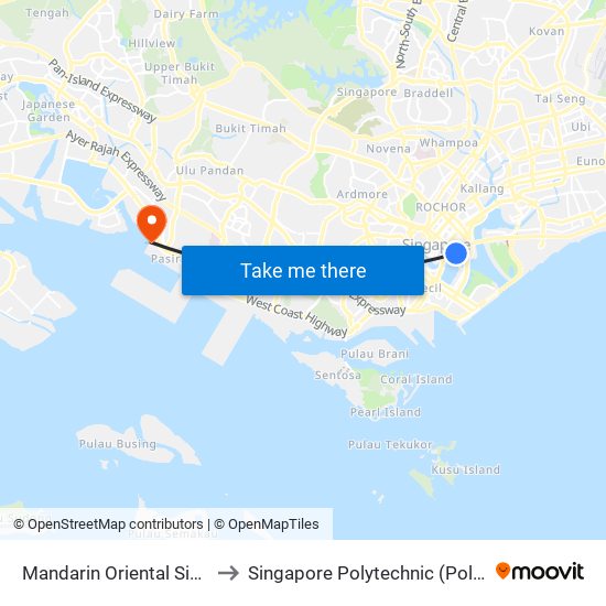 Mandarin Oriental Singapore to Singapore Polytechnic (Poly Marina) map