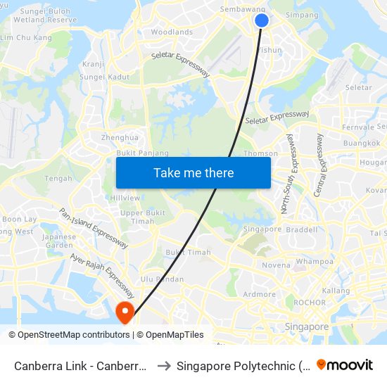 Canberra Link - Canberra Stn (58549) to Singapore Polytechnic (Poly Marina) map