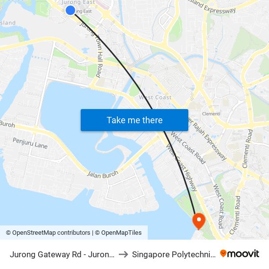 Jurong Gateway Rd - Jurong East Int (28009) to Singapore Polytechnic (Poly Marina) map