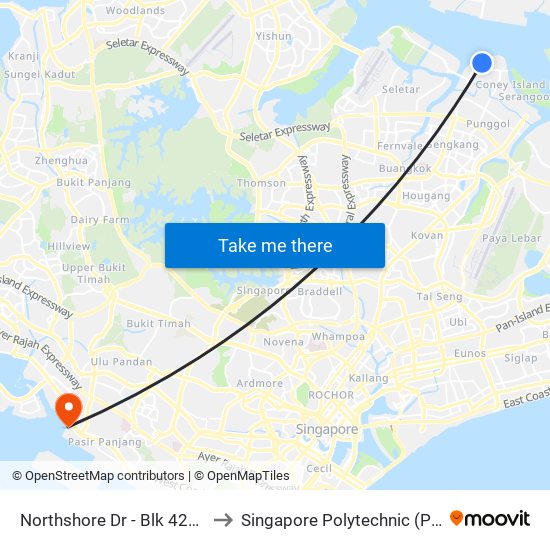 Northshore Dr - Blk 421c (65661) to Singapore Polytechnic (Poly Marina) map