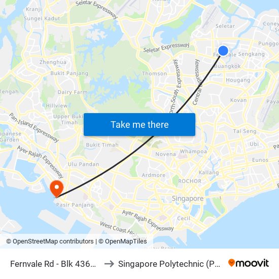 Fernvale Rd - Blk 436a (67639) to Singapore Polytechnic (Poly Marina) map