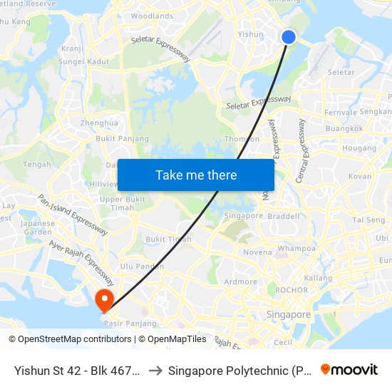 Yishun St 42 - Blk 467c (59819) to Singapore Polytechnic (Poly Marina) map