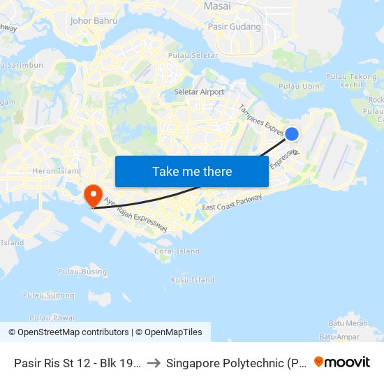 Pasir Ris St 12 - Blk 191 (78031) to Singapore Polytechnic (Poly Marina) map