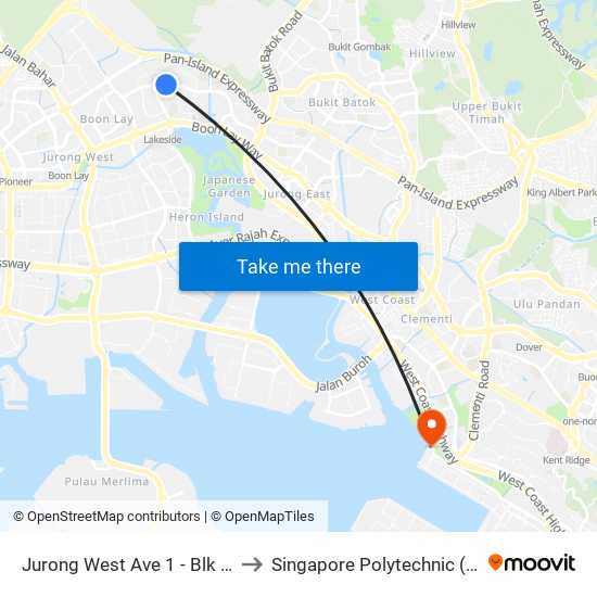 Jurong West Ave 1 - Blk 457 (28521) to Singapore Polytechnic (Poly Marina) map
