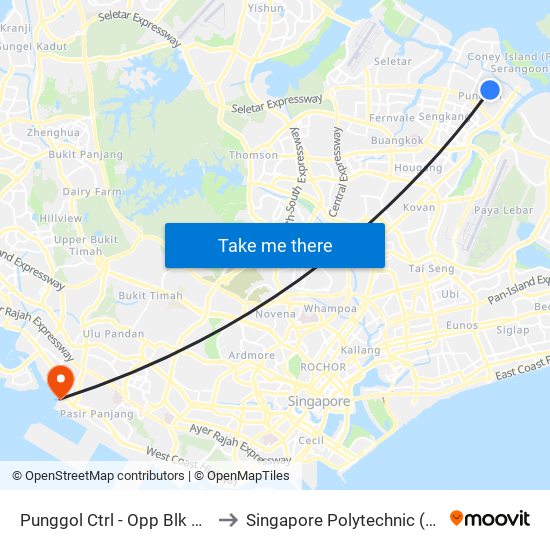 Punggol Ctrl - Opp Blk 188 (65271) to Singapore Polytechnic (Poly Marina) map