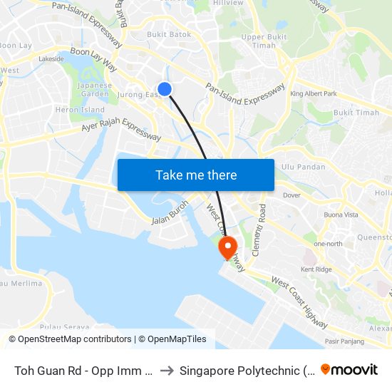 Toh Guan Rd - Opp Imm Bldg (28651) to Singapore Polytechnic (Poly Marina) map