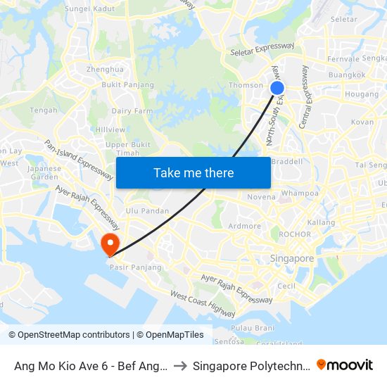 Ang Mo Kio Ave 6 - Bef Ang Mo Kio Lib (54059) to Singapore Polytechnic (Poly Marina) map