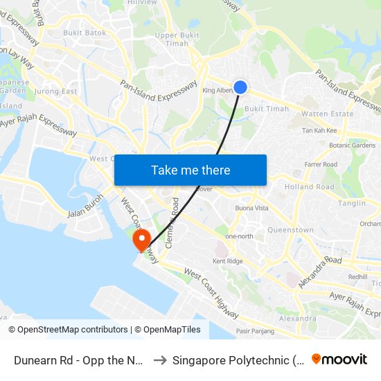Dunearn Rd - Opp the Nexus (42039) to Singapore Polytechnic (Poly Marina) map