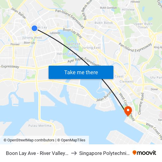Boon Lay Ave - River Valley High Sch (21391) to Singapore Polytechnic (Poly Marina) map