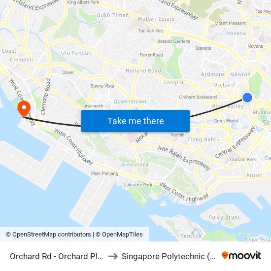 Orchard Rd - Orchard Plaza (08137) to Singapore Polytechnic (Poly Marina) map