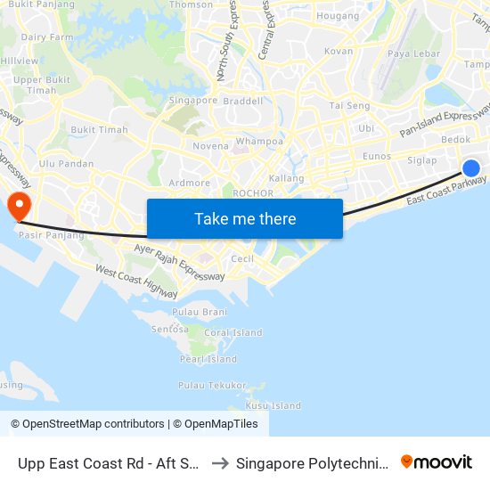 Upp East Coast Rd - Aft Sennet Rd (94029) to Singapore Polytechnic (Poly Marina) map
