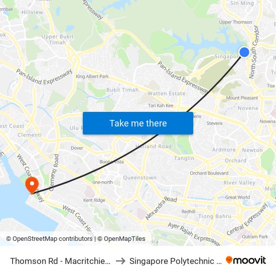 Thomson Rd - Macritchie Resvr (51071) to Singapore Polytechnic (Poly Marina) map