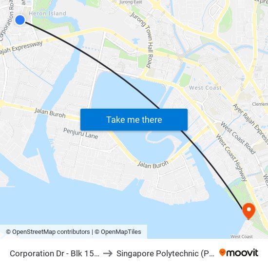 Corporation Dr - Blk 158 (21561) to Singapore Polytechnic (Poly Marina) map