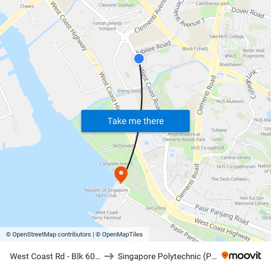 West Coast Rd - Blk 601 (17049) to Singapore Polytechnic (Poly Marina) map