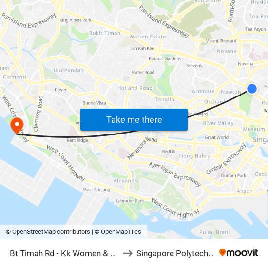 Bt Timah Rd - Kk Women & Children Hosp (40279) to Singapore Polytechnic (Poly Marina) map
