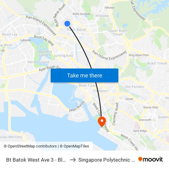 Bt Batok West Ave 3 - Blk 140 (43531) to Singapore Polytechnic (Poly Marina) map