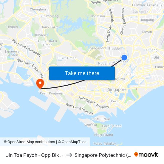 Jln Toa Payoh - Opp Blk 195 (52089) to Singapore Polytechnic (Poly Marina) map