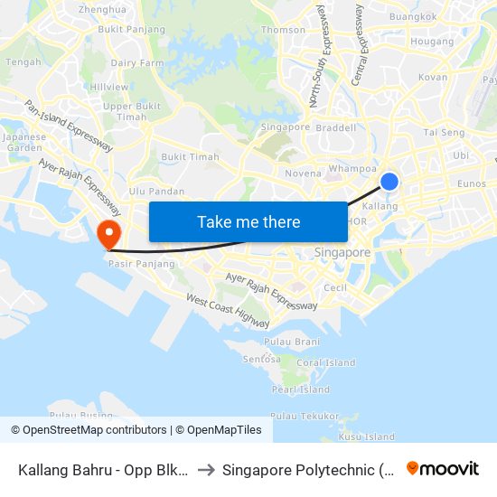 Kallang Bahru - Opp Blk 66 (60039) to Singapore Polytechnic (Poly Marina) map