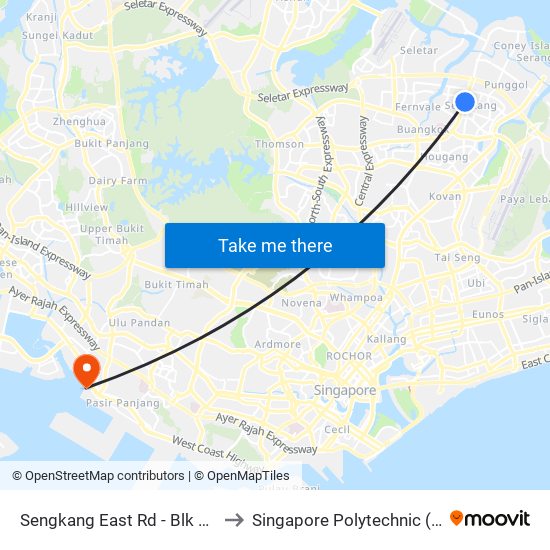 Sengkang East Rd - Blk 323b (67449) to Singapore Polytechnic (Poly Marina) map