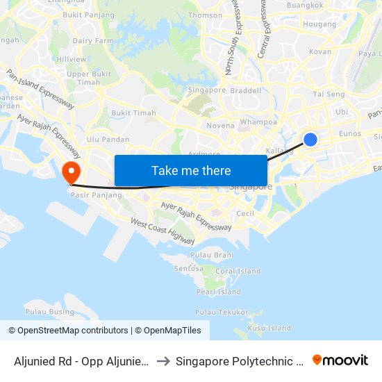 Aljunied Rd - Opp Aljunied Stn (81081) to Singapore Polytechnic (Poly Marina) map