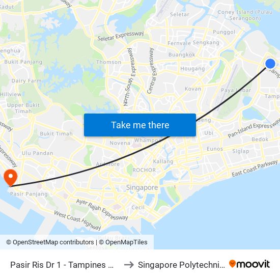 Pasir Ris Dr 1 - Tampines Meridian Jc (77231) to Singapore Polytechnic (Poly Marina) map