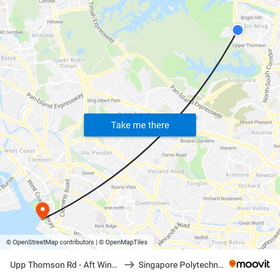 Upp Thomson Rd - Aft Windsor Pk Rd (53069) to Singapore Polytechnic (Poly Marina) map