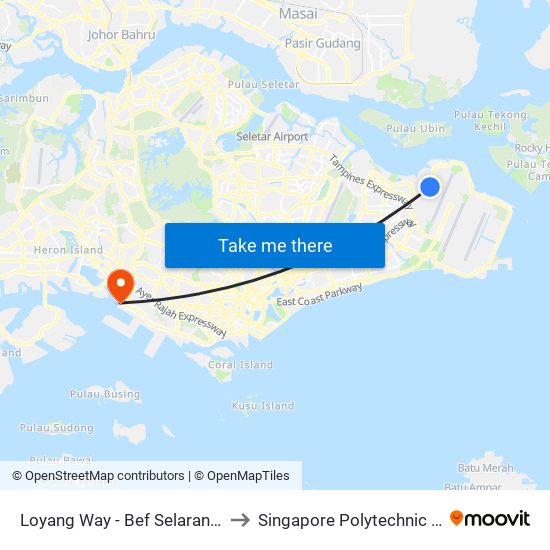 Loyang Way - Bef Selarang Way (97091) to Singapore Polytechnic (Poly Marina) map