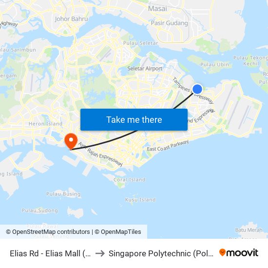 Elias Rd - Elias Mall (77079) to Singapore Polytechnic (Poly Marina) map