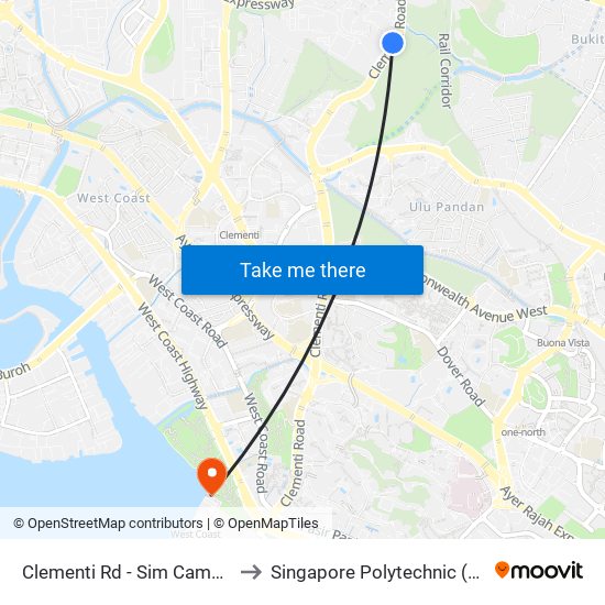 Clementi Rd - Sim Campus  (12091) to Singapore Polytechnic (Poly Marina) map