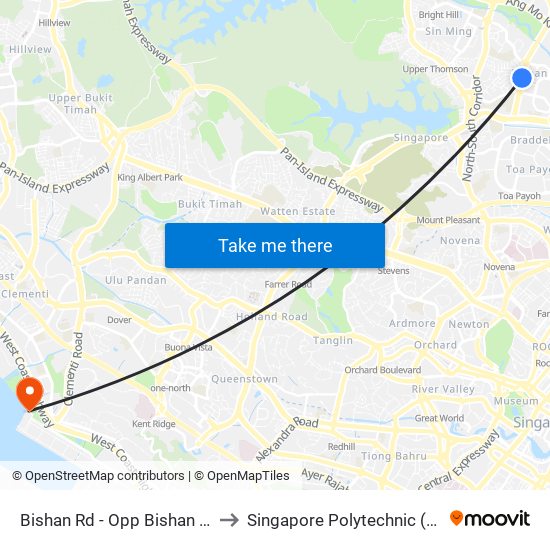 Bishan Rd - Opp Bishan Stn (53239) to Singapore Polytechnic (Poly Marina) map