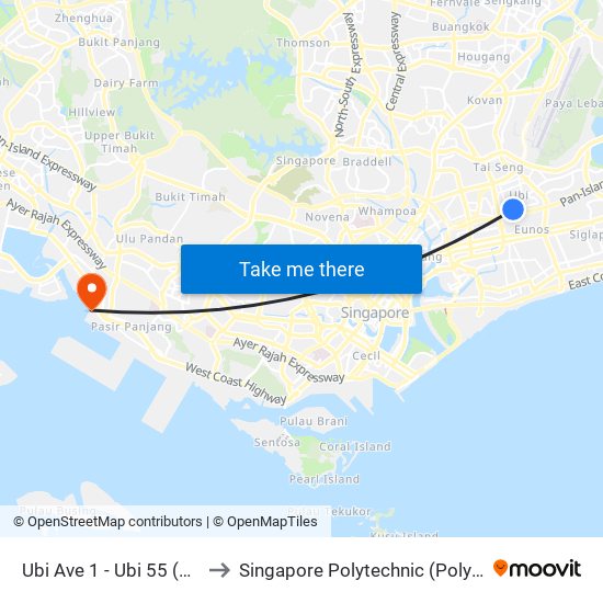 Ubi Ave 1 - Ubi 55 (71211) to Singapore Polytechnic (Poly Marina) map